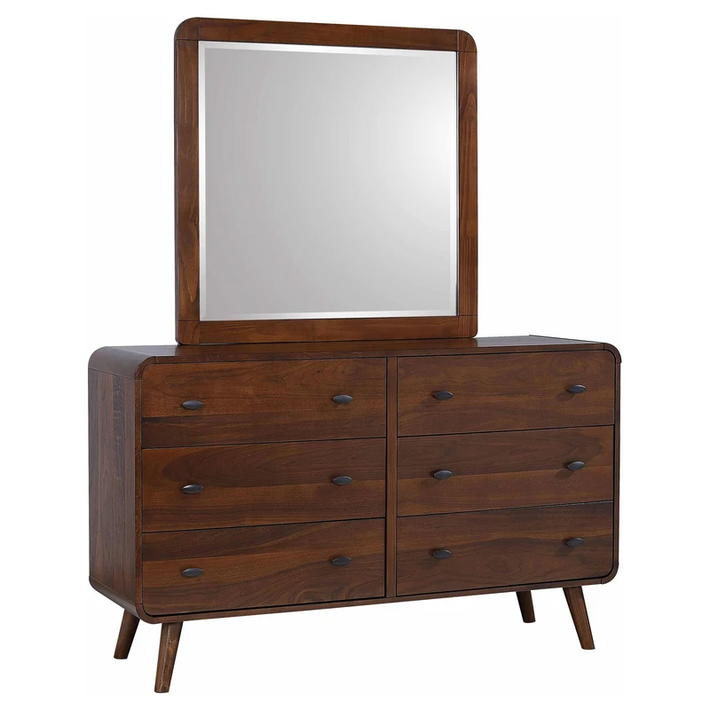 Coaster Furniture Robyn 205133M 6-Drawer Dresser with Mirror - Dark Walnut