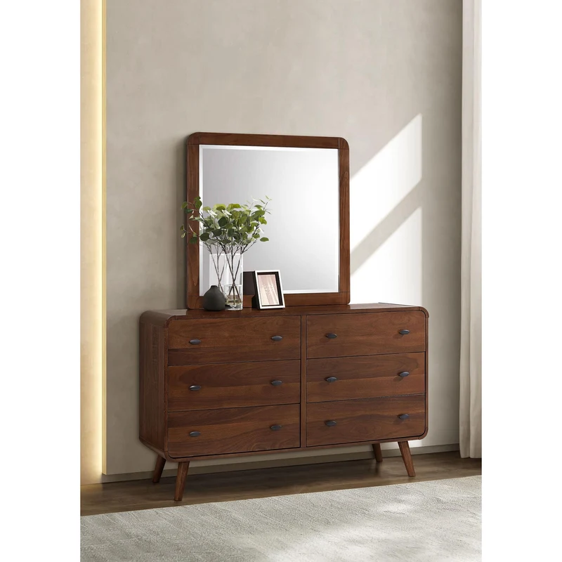 Coaster Furniture Robyn 205133M 6-Drawer Dresser with Mirror - Dark Walnut
