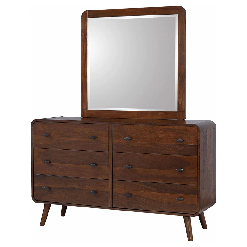 Coaster Furniture Robyn 205133M 6-Drawer Dresser with Mirror - Dark Walnut