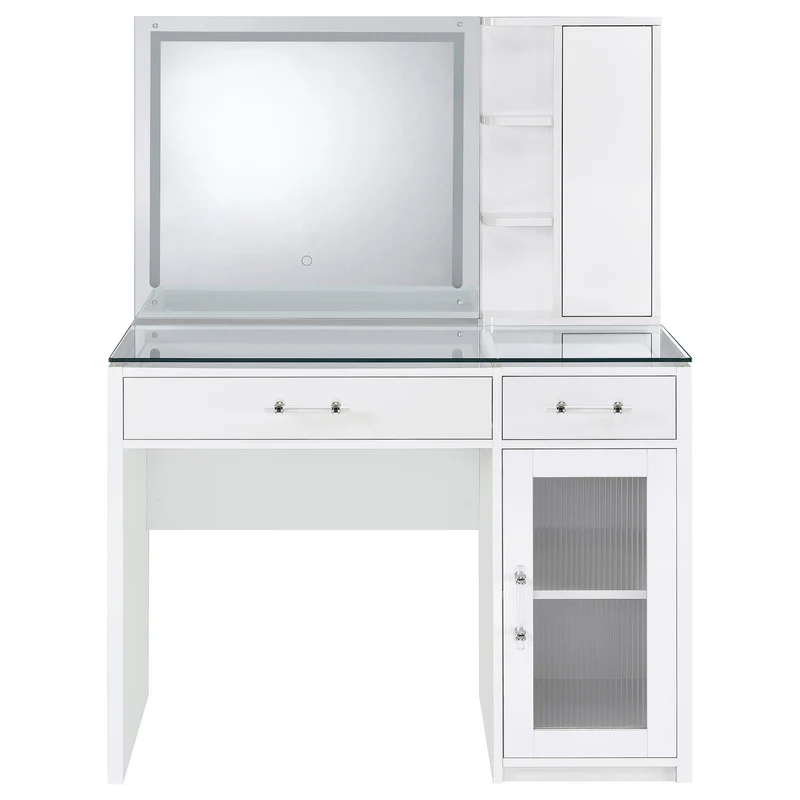 Coaster Furniture Flora 930218 2-drawer Vanity Set with LED Mirror - White High Gloss