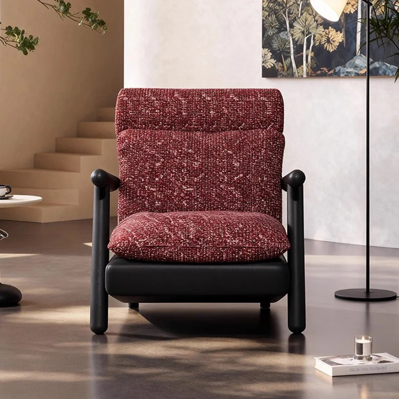 Contemporary Retro Square Rectangular Cotton-linen Ash Wood Removable Accent Chair Backrest Armrest For Living Room