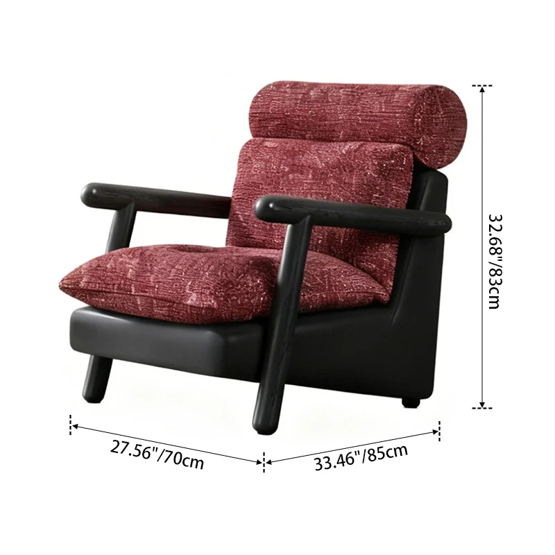 Contemporary Retro Square Rectangular Cotton-linen Ash Wood Removable Accent Chair Backrest Armrest For Living Room