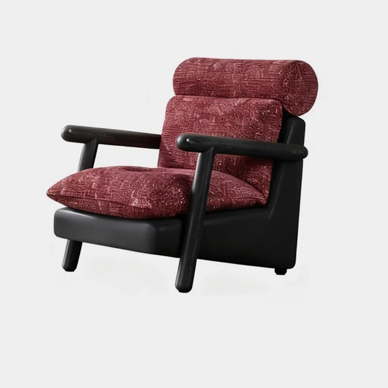 Contemporary Retro Square Rectangular Cotton-linen Ash Wood Removable Accent Chair Backrest Armrest For Living Room