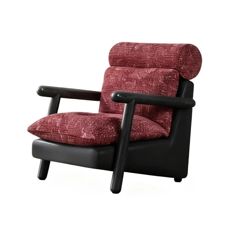 Contemporary Retro Square Rectangular Cotton-linen Ash Wood Removable Accent Chair Backrest Armrest For Living Room