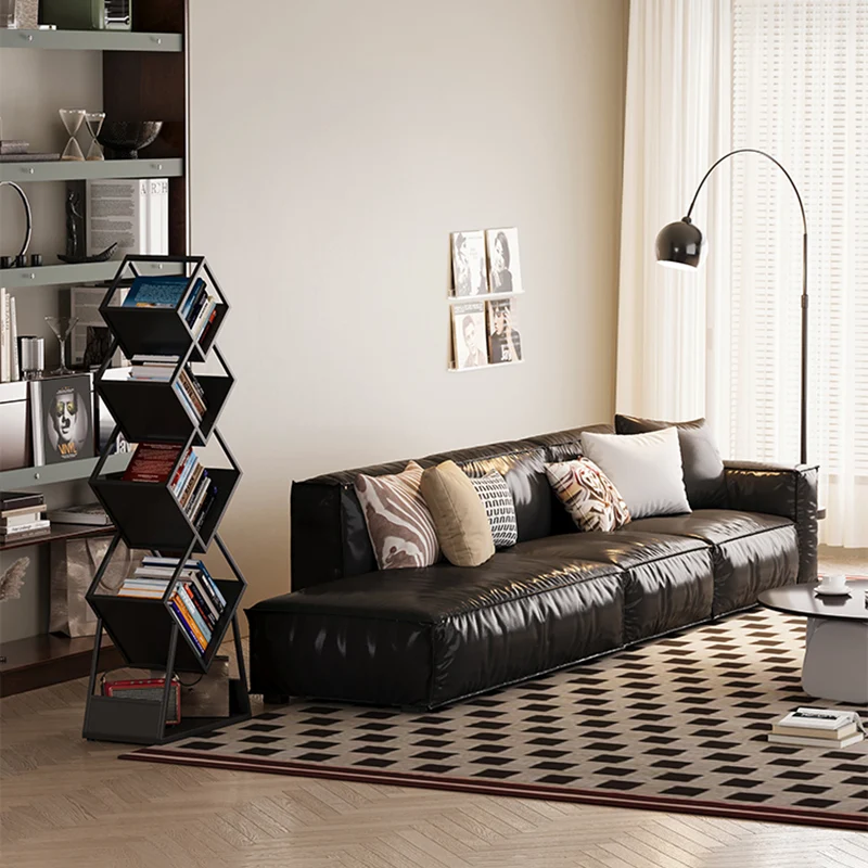 Modern Minimalist Carbon Steel Square Bookshelf 5-Tier Storage For Living Room & Home Office
