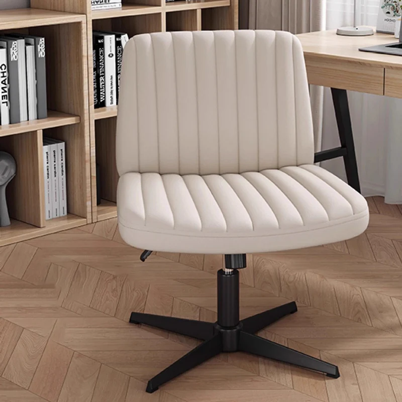 Modern Minimalist Square Rectangular Cat Scratch Leather Solid Wood Plywood Iron 360°Swivel Movable Height Adjustable Desk Chair Backrest Armless For Home Office