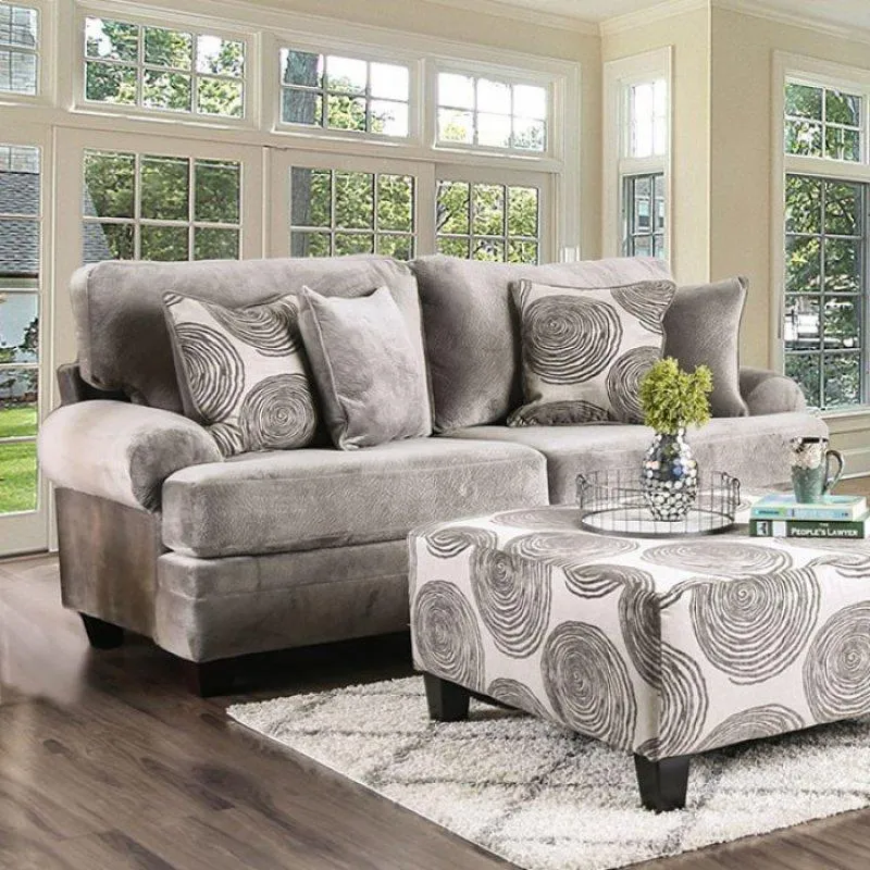 Furniture of America Bonaventura Stationary Fabric Sofa SM5142GY-SF