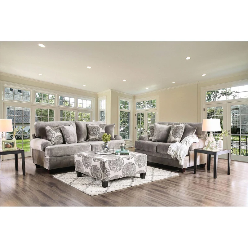 Furniture of America Bonaventura Stationary Fabric Sofa SM5142GY-SF