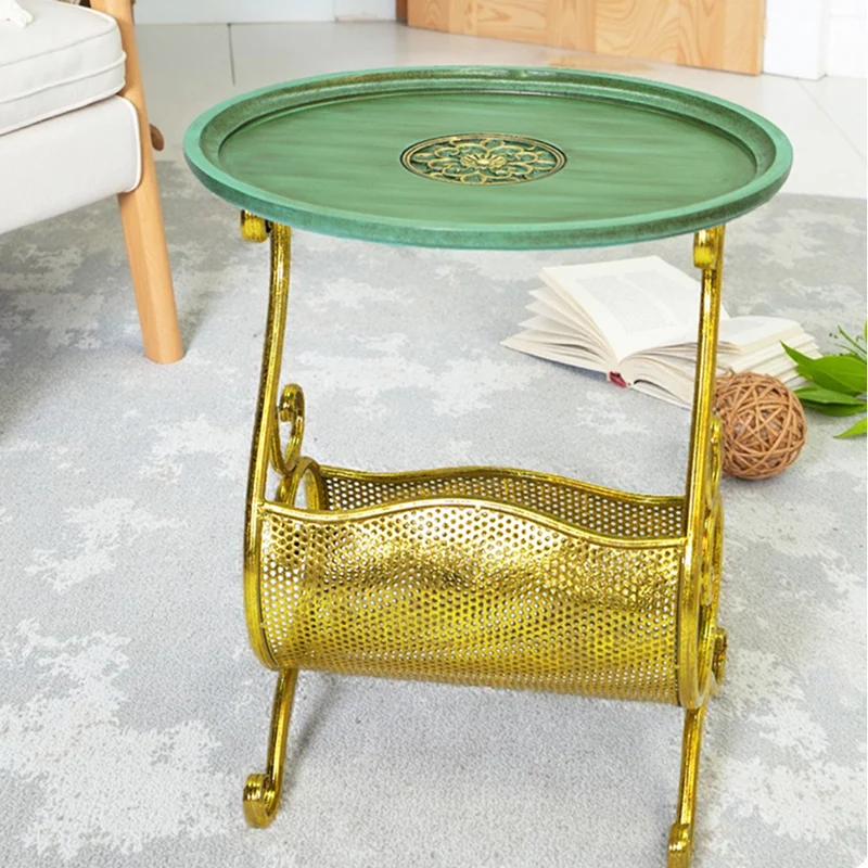 Contemporary Luxury Oval Curved Eco-Friendly Engineered Wood Iron Side Table 2-Tier For Living Room