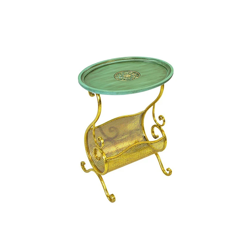 Contemporary Luxury Oval Curved Eco-Friendly Engineered Wood Iron Side Table 2-Tier For Living Room