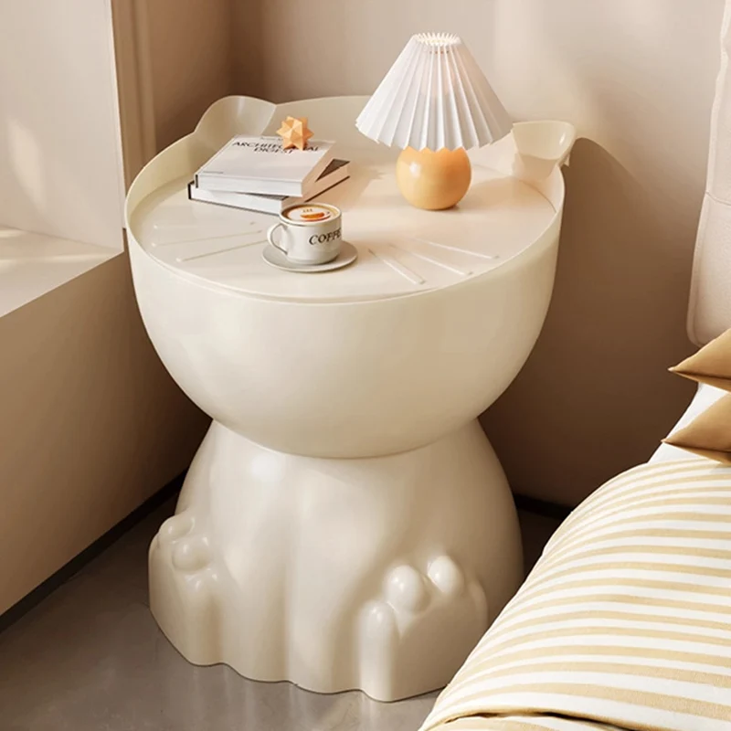 Contemporary Creative Cat Design PP Side Table With Hidden Storage For Living Room And Bedroom