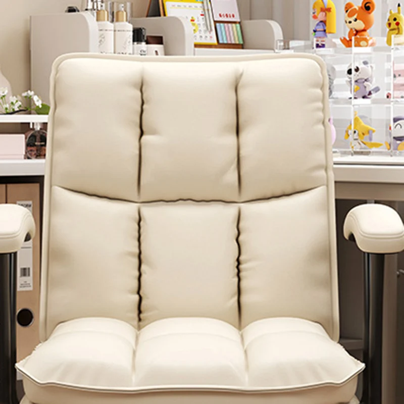 Modern Minimalist Solid Wood Iron Faux Leather Upholstered Swivel Desk Chair With Backrest Armrest For Home Office & Bedroom