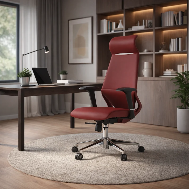 Modern Luxury Plywood Aluminum Alloy Nylon Genuine Leather Faux Leather Swivel Casters Height-Adjustable Ergonomics Desk Chair With Headrest And Armrests For Home Office