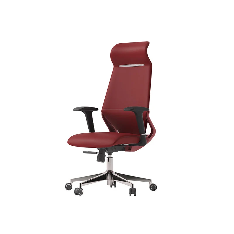 Modern Luxury Plywood Aluminum Alloy Nylon Genuine Leather Faux Leather Swivel Casters Height-Adjustable Ergonomics Desk Chair With Headrest And Armrests For Home Office