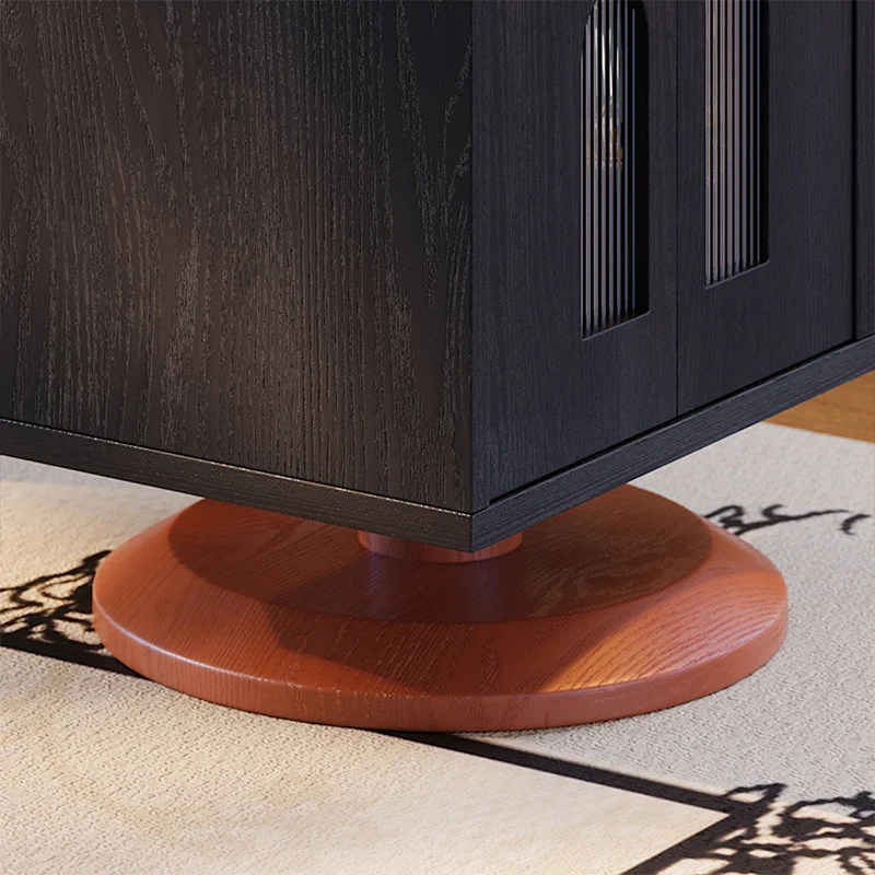 Traditional Vintage Rotating End Table - 360° Swivel Ash Wood Side Table With Open Storage Shelves For Living Room