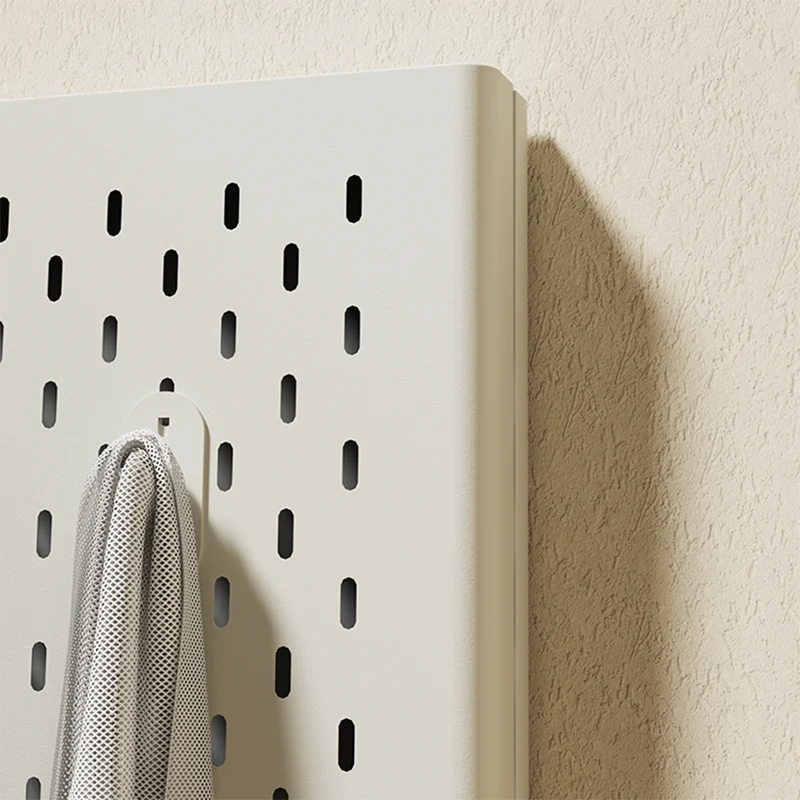 Modern Minimalist Metal & Glass Sliding Full-Length Wall Mirror With Pegboard Storage Wall-Mounted Entryway Dressing Mirror