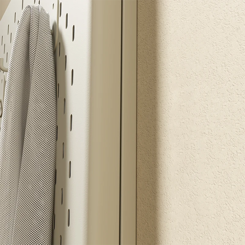 Modern Minimalist Metal & Glass Sliding Full-Length Wall Mirror With Pegboard Storage Wall-Mounted Entryway Dressing Mirror
