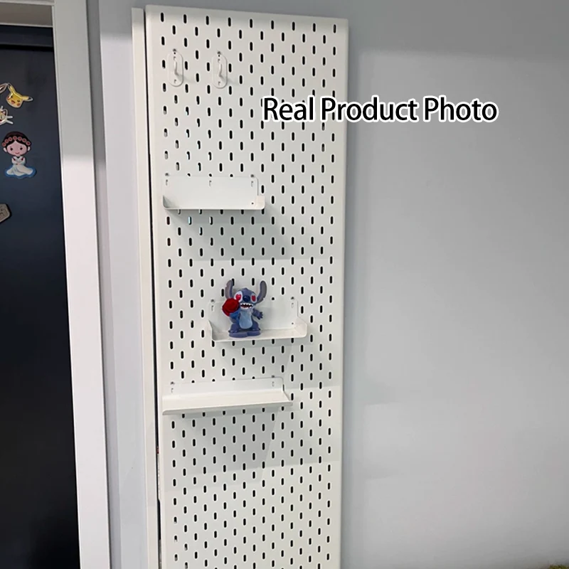 Modern Minimalist Metal & Glass Sliding Full-Length Wall Mirror With Pegboard Storage Wall-Mounted Entryway Dressing Mirror
