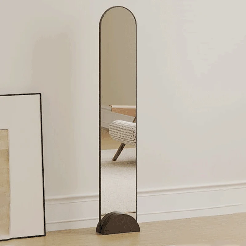 Modern Minimalist Carbon Steel Glass Arched Full-Length Floor Mirror With Stand For Bedroom