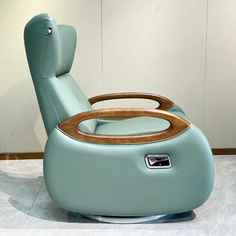 Contemporary Scandinavian Functional Accent Chair: Swivel Design & Reclining Design - Single-Seater Sofa For Living Room