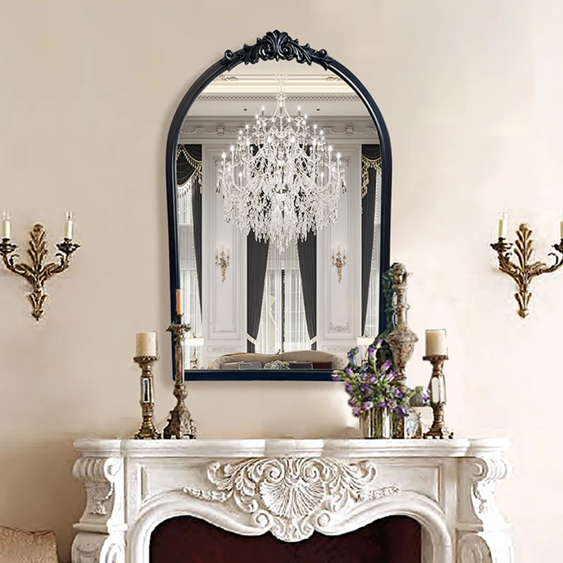 Traditional French Polyurethane Glass Oval Arch Wall Mirror For Living Room & Bathroom