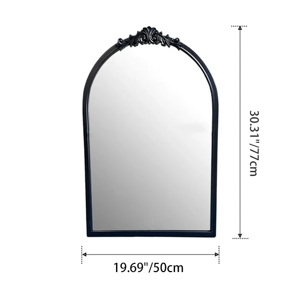 Traditional French Polyurethane Glass Oval Arch Wall Mirror For Living Room & Bathroom