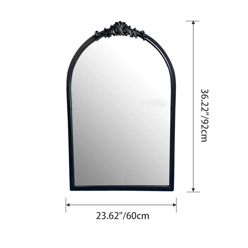 Traditional French Polyurethane Glass Oval Arch Wall Mirror For Living Room & Bathroom