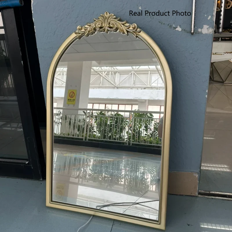 Traditional French Polyurethane Glass Oval Arch Wall Mirror For Living Room & Bathroom