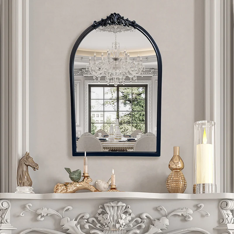 Traditional French Polyurethane Glass Oval Arch Wall Mirror For Living Room & Bathroom