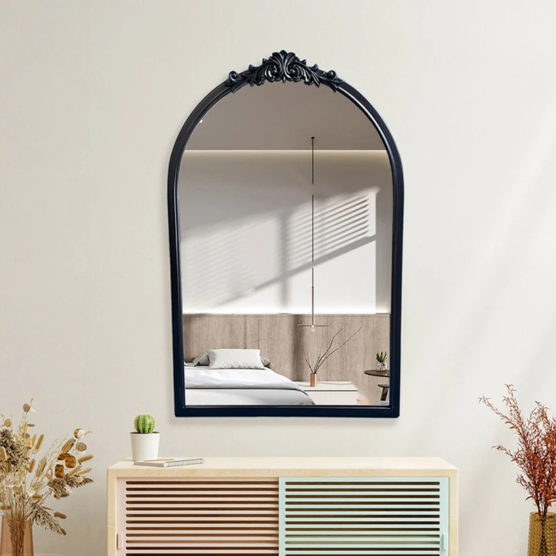 Traditional French Polyurethane Glass Oval Arch Wall Mirror For Living Room & Bathroom