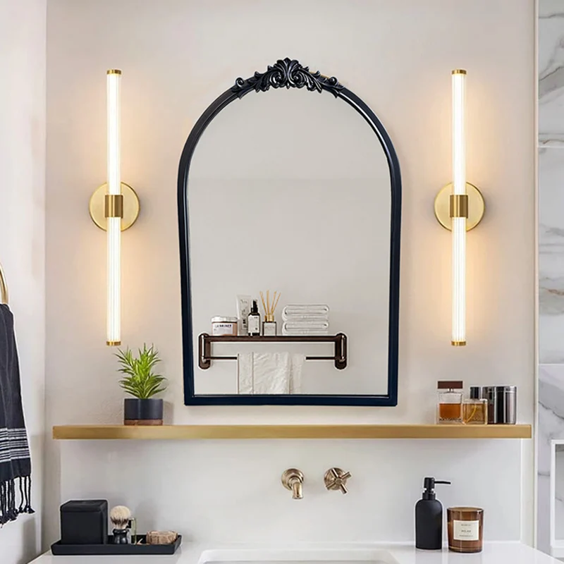Traditional French Polyurethane Glass Oval Arch Wall Mirror For Living Room & Bathroom