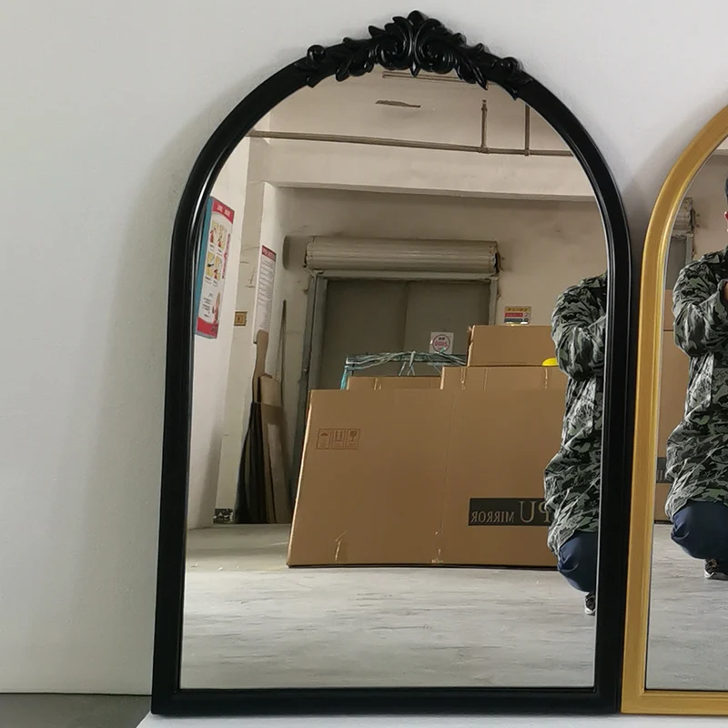 Traditional French Polyurethane Glass Oval Arch Wall Mirror For Living Room & Bathroom