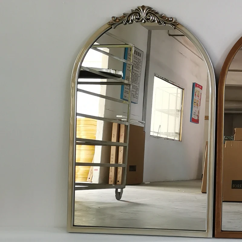 Traditional French Polyurethane Glass Oval Arch Wall Mirror For Living Room & Bathroom