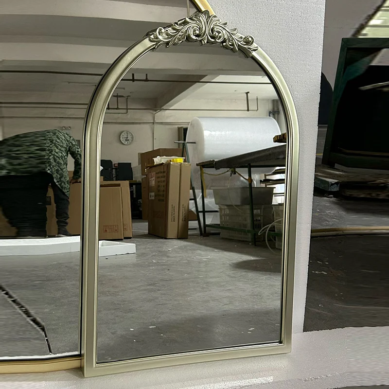 Traditional French Polyurethane Glass Oval Arch Wall Mirror For Living Room & Bathroom