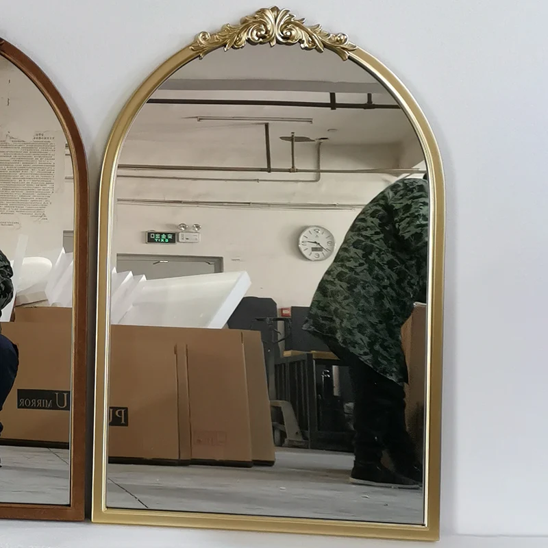 Traditional French Polyurethane Glass Oval Arch Wall Mirror For Living Room & Bathroom