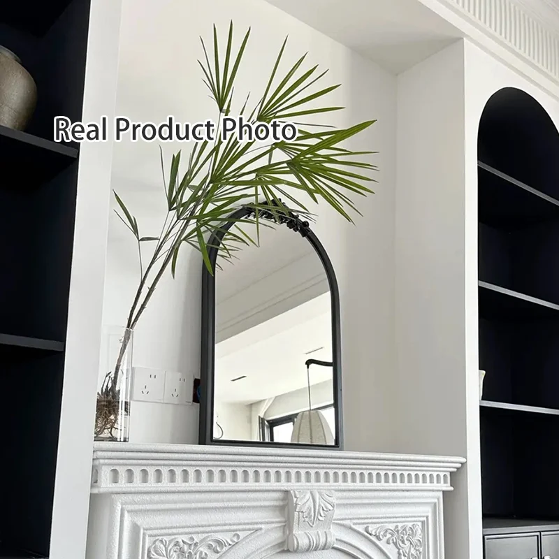 Traditional French Polyurethane Glass Oval Arch Wall Mirror For Living Room & Bathroom