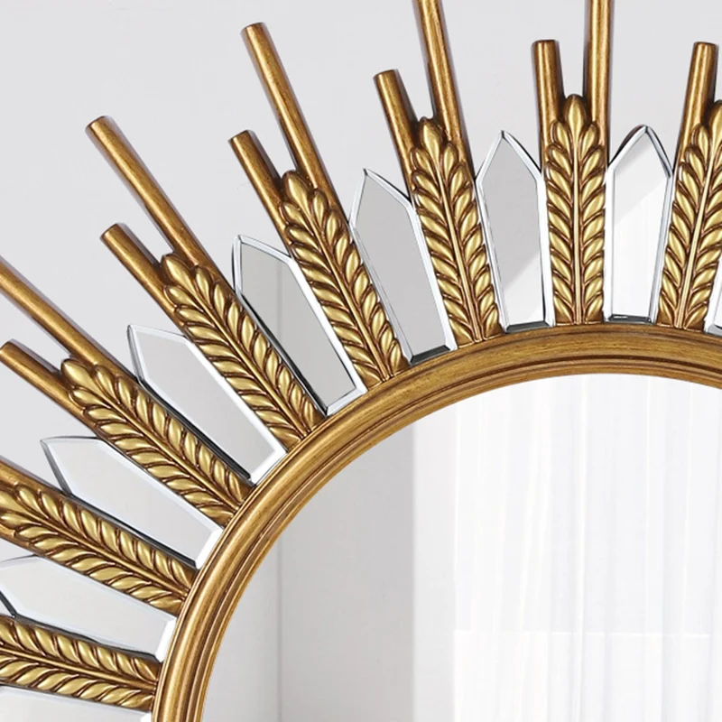 Modern Art Deco Polyurethane Glass Sunflower-shaped Wall Mirror For Living Room & Bathroom