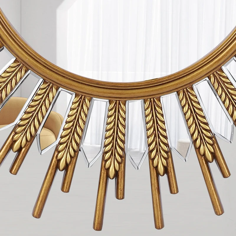 Modern Art Deco Polyurethane Glass Sunflower-shaped Wall Mirror For Living Room & Bathroom