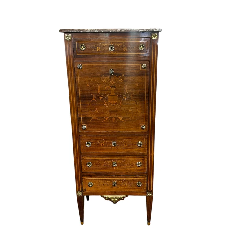 Louis XV style chiffonier with marble top and bronze details