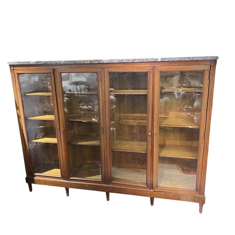 Louis XVI style wood-veneered library with marble top