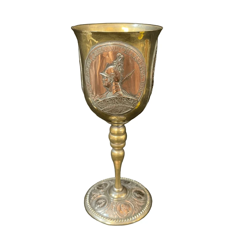 Romanov bronze coronation cup with relief medallions