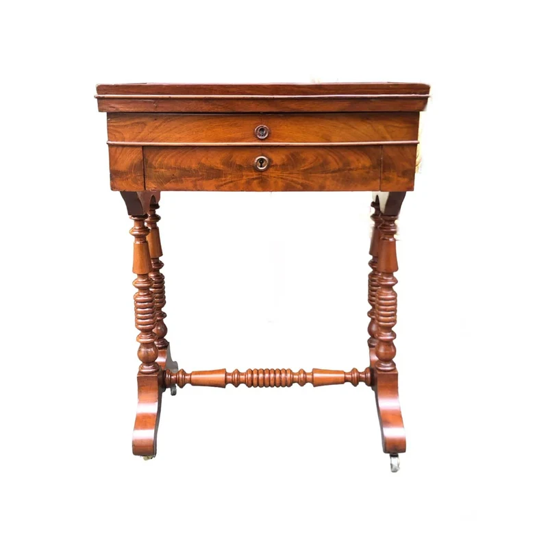 Elizabethan sewing box, 19th century, mahogany