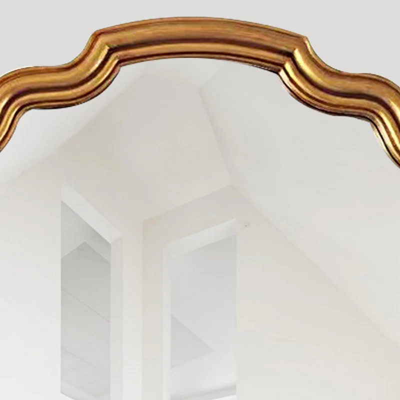 Traditional European Polyurethane Glass Round Wave-shaped Wall Mirror For Living Room & Bathroom & Bedroom