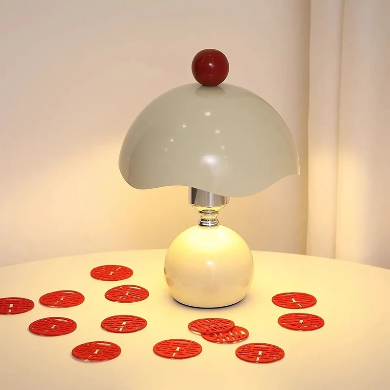 Contemporary Nordic Iron Eggshell-shaped Round USB Charging LED Table Lamp For Living Room & Bedroom