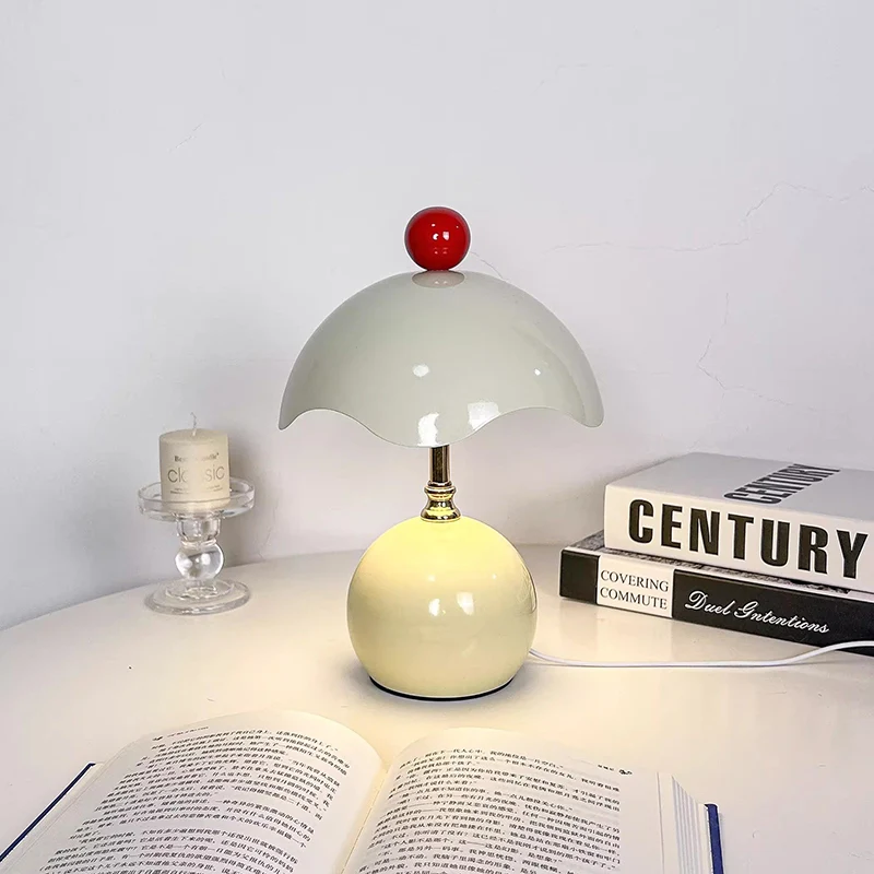 Contemporary Nordic Iron Eggshell-shaped Round USB Charging LED Table Lamp For Living Room & Bedroom