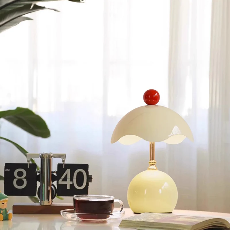 Contemporary Nordic Iron Eggshell-shaped Round USB Charging LED Table Lamp For Living Room & Bedroom