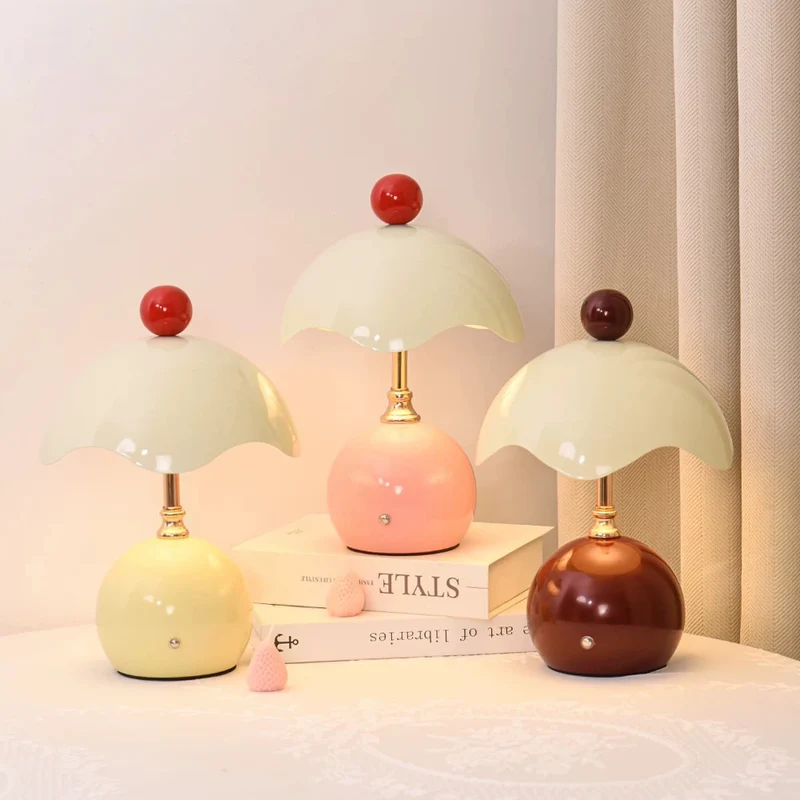 Contemporary Nordic Iron Eggshell-shaped Round USB Charging LED Table Lamp For Living Room & Bedroom