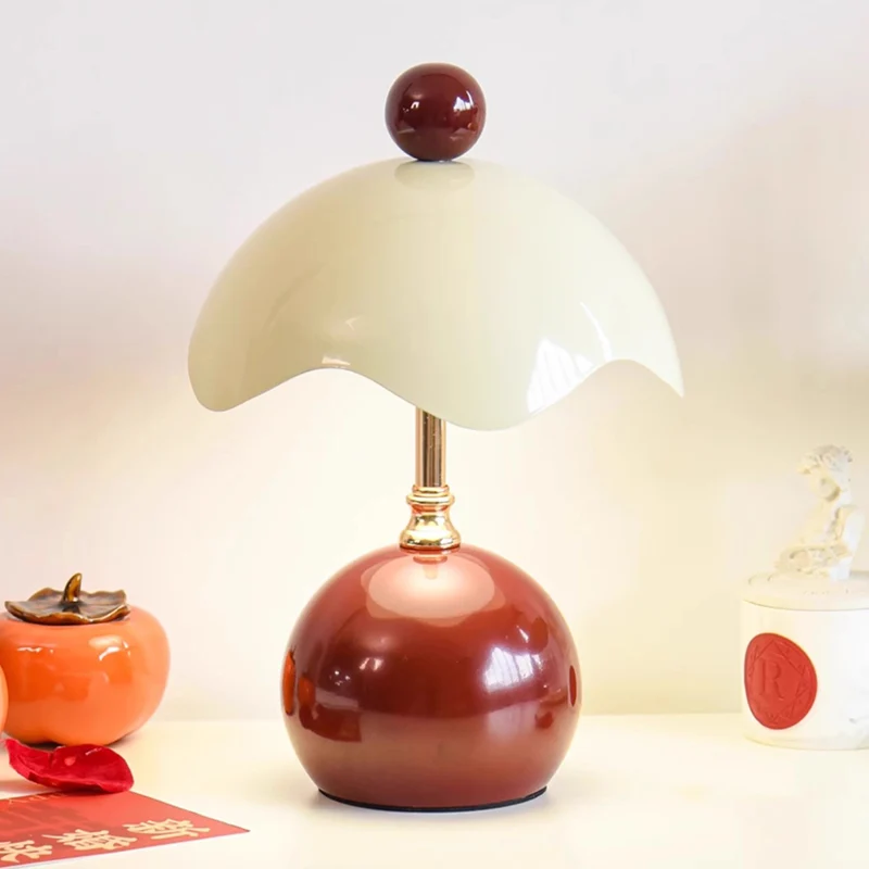 Contemporary Nordic Iron Eggshell-shaped Round USB Charging LED Table Lamp For Living Room & Bedroom