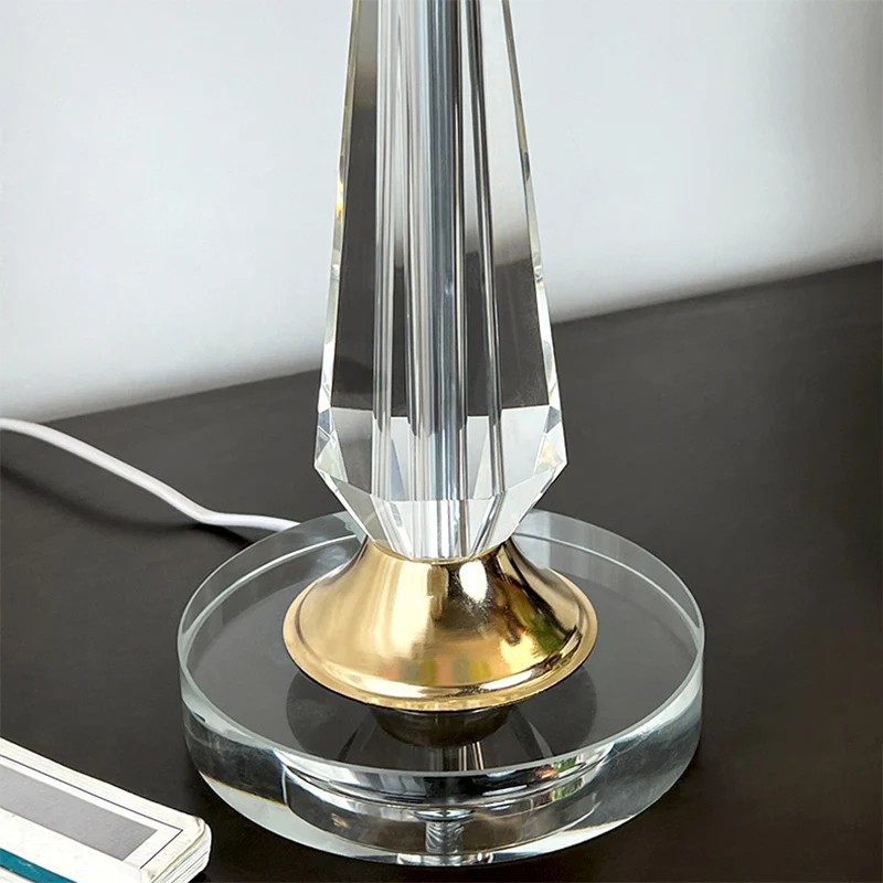 Traditional French Glass Crystal Alloy Round Ruffle Design 1-Light Table Lamp For Bedroom