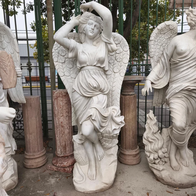 Angel of the Four Seasons - Autumn sculpture in marble stone